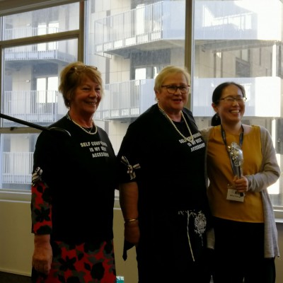 Open mic presenters and winner Mika Kasuga